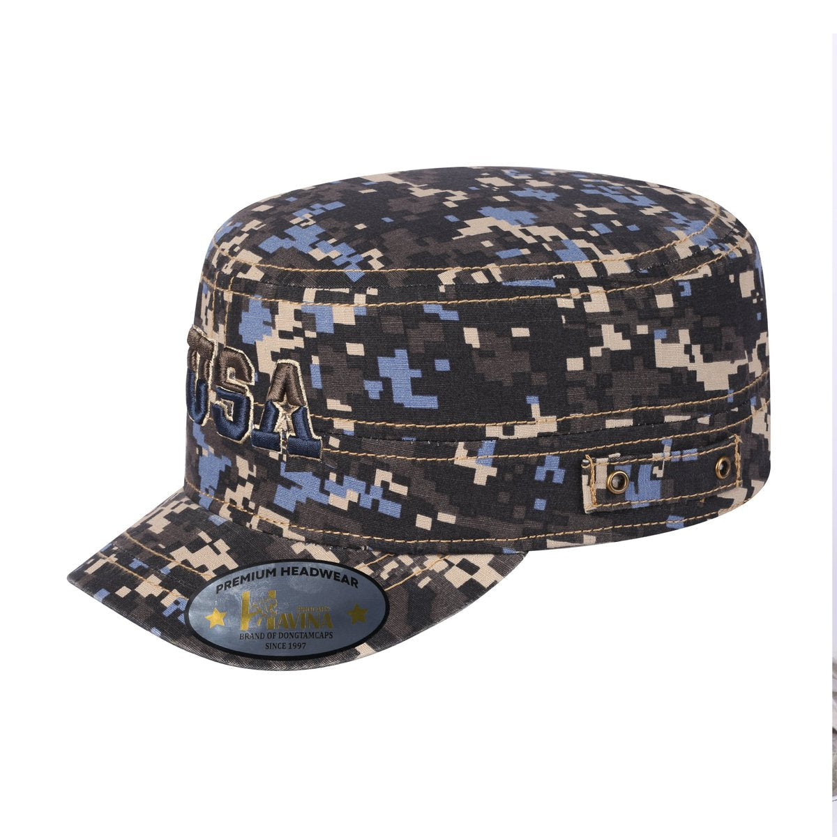USA Military Hat with Navy Camo front and Navy Camo back