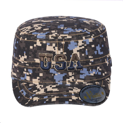 USA Military Hat with Navy Camo front and Navy Camo back
