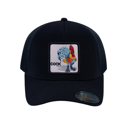 Chicken V2 5-Panel Trucker Hat with Black front and Black back