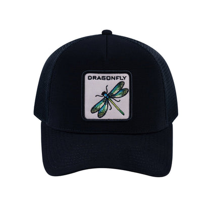Dragonfly V2 5-Panel Trucker Hat with Black front and Black back