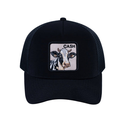 Cow V2 5-Panel Trucker Hat with Black front and Black back