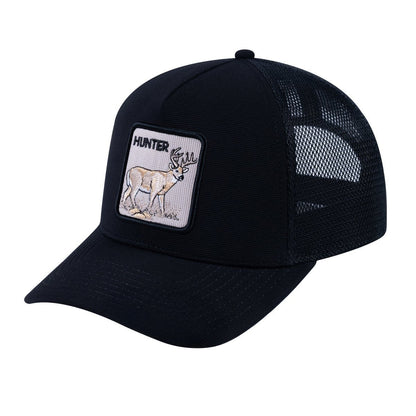 Hunter V2 5-Panel Trucker Hat with Black front and Black back