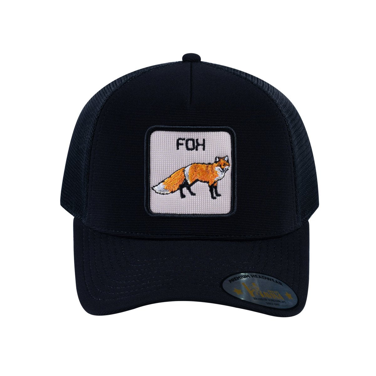 Fox V2 5-Panel Trucker Hat with Black front and Black back