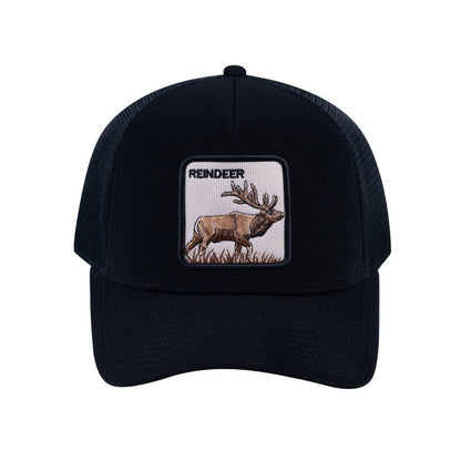 Reindeer V2 5-Panel Trucker Hat with Black front and Black back