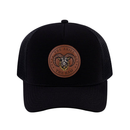 Aries Zodiac V2 5-Panel Trucker Hat with Black front and Black back