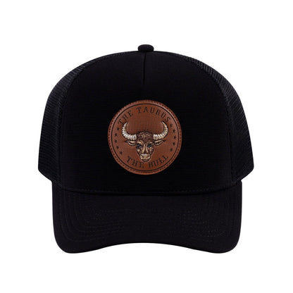 Taurus Zodiac V2 5-Panel Trucker Hat with Black front and Black back