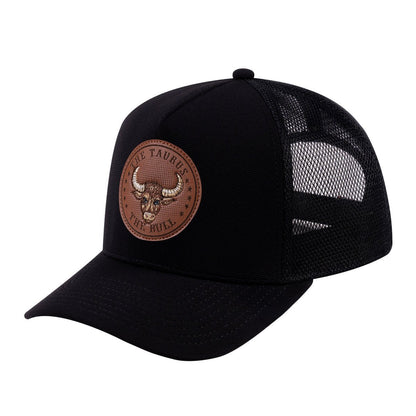Taurus Zodiac V2 5-Panel Trucker Hat with Black front and Black back