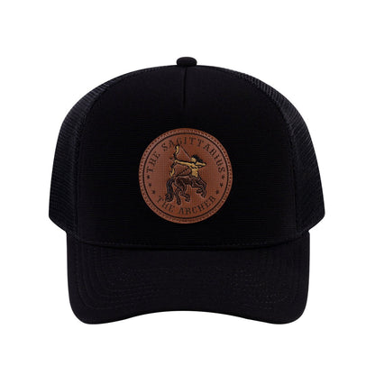 Sagittarius Zodiac V2 5-Panel Trucker Hat with Black front and Black back