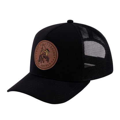 Sagittarius Zodiac V2 5-Panel Trucker Hat with Black front and Black back