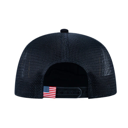 Leopard V2 5-Panel Trucker Hat with Black front and Black back