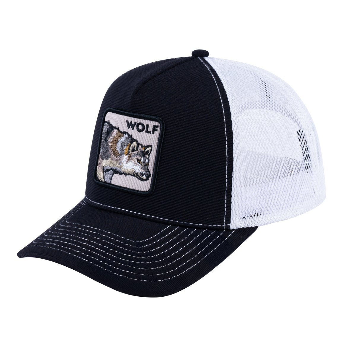 Wolf V2 5-Panel Trucker Hat with Black front and White back