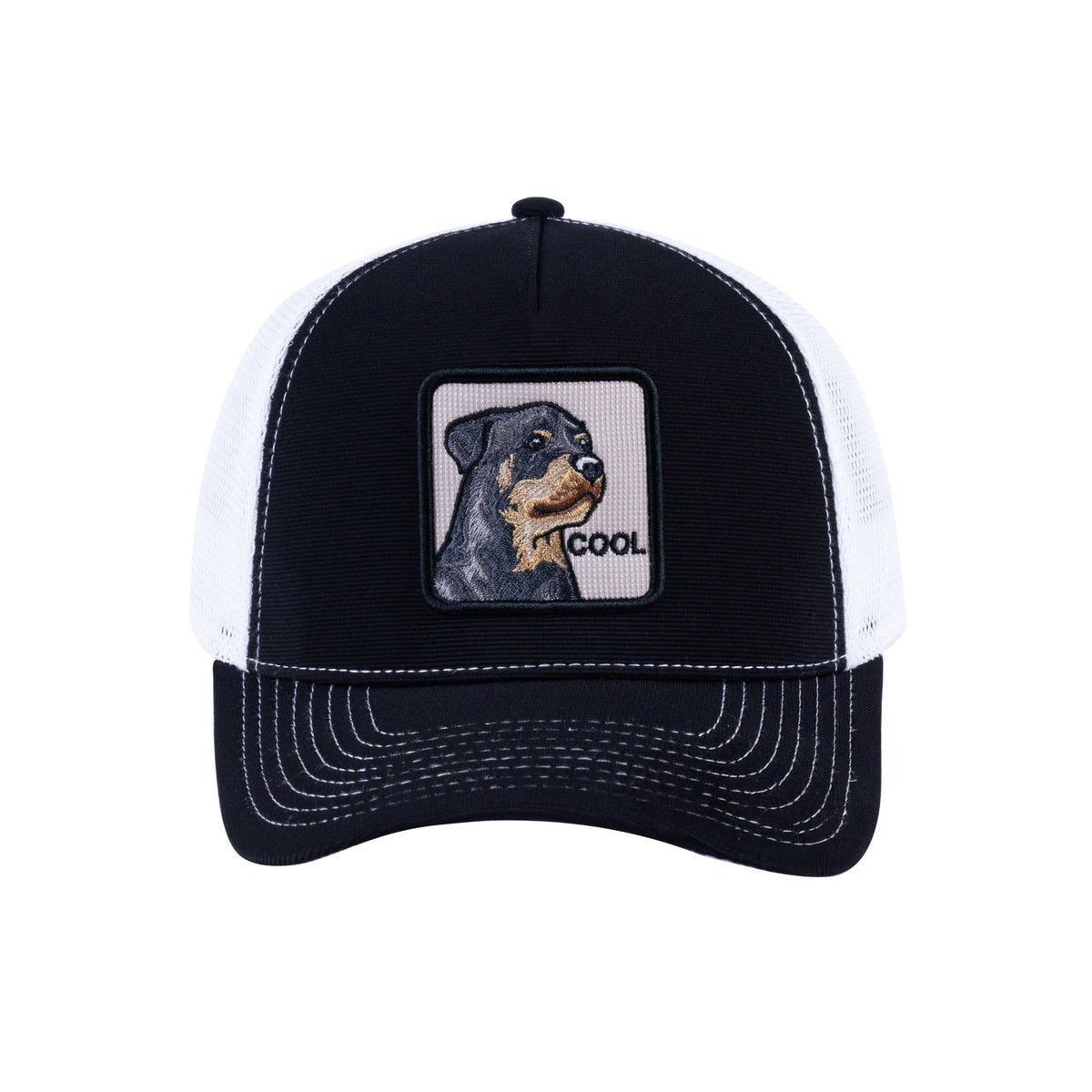 Dog V2 5-Panel Trucker Hat with Black front and White back