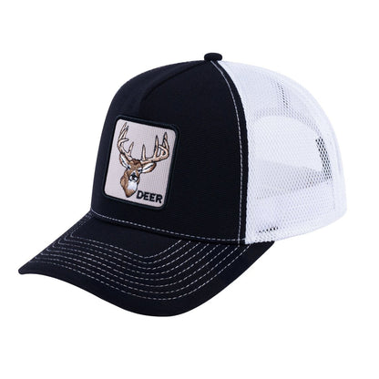 Deer V2 5-Panel Trucker Hat with Black front and White back