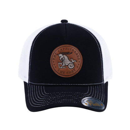 Capricorn Zodiac V2 5-Panel Trucker Hat with Black front and White back