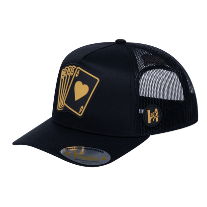 Poker 5-Panel Trucker Hat with Black front and Black back - POKER1