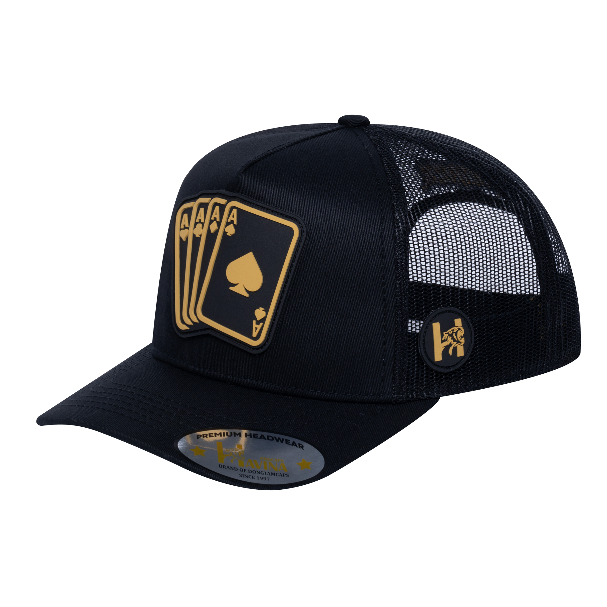 Winner 5-Panel Trucker Hat with Black front and Black back - WINNER1