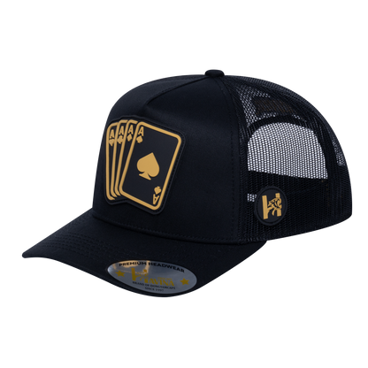Winner 5-Panel Trucker Hat with Black front and Black back - WINNER1