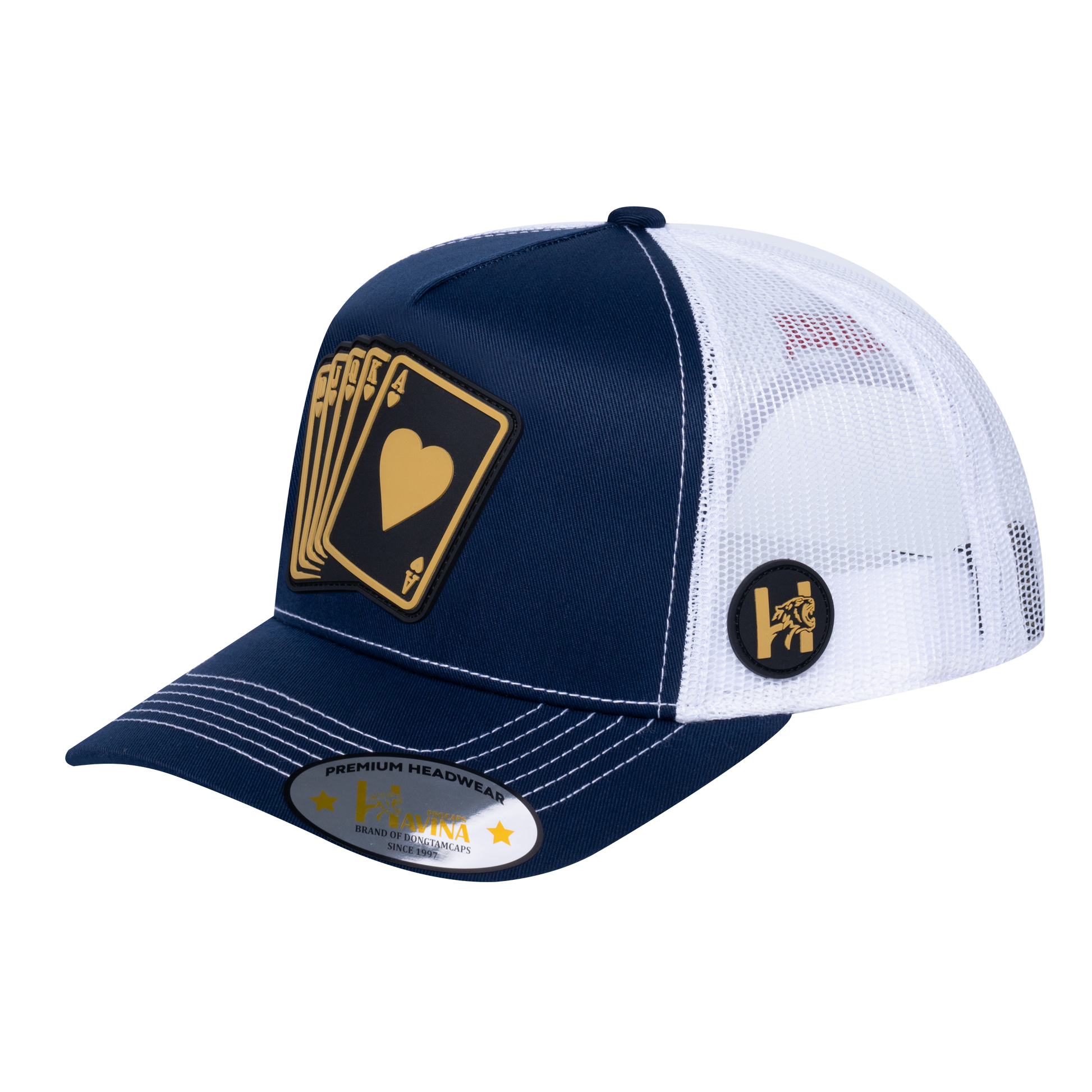 Poker 5-Panel Trucker Hat with Black front and White back - POKER1