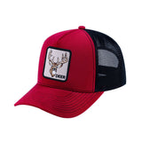 Deer V2 5-Panel Trucker Hat with Burgundy front and Black back
