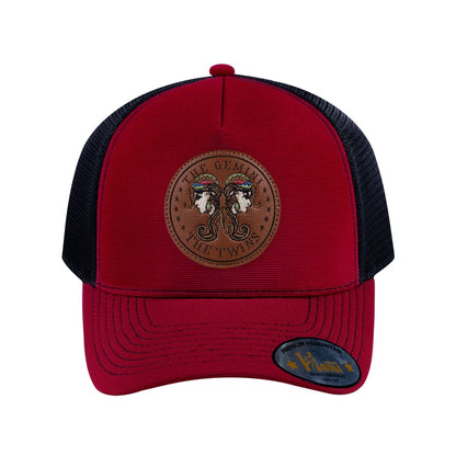 Gemini Zodiac V2 5-Panel Trucker Hat with Burgundy front and Black back