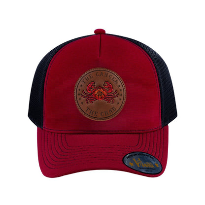 Cancer Zodiac V2 5-Panel Trucker Hat with Burgundy front and Black back