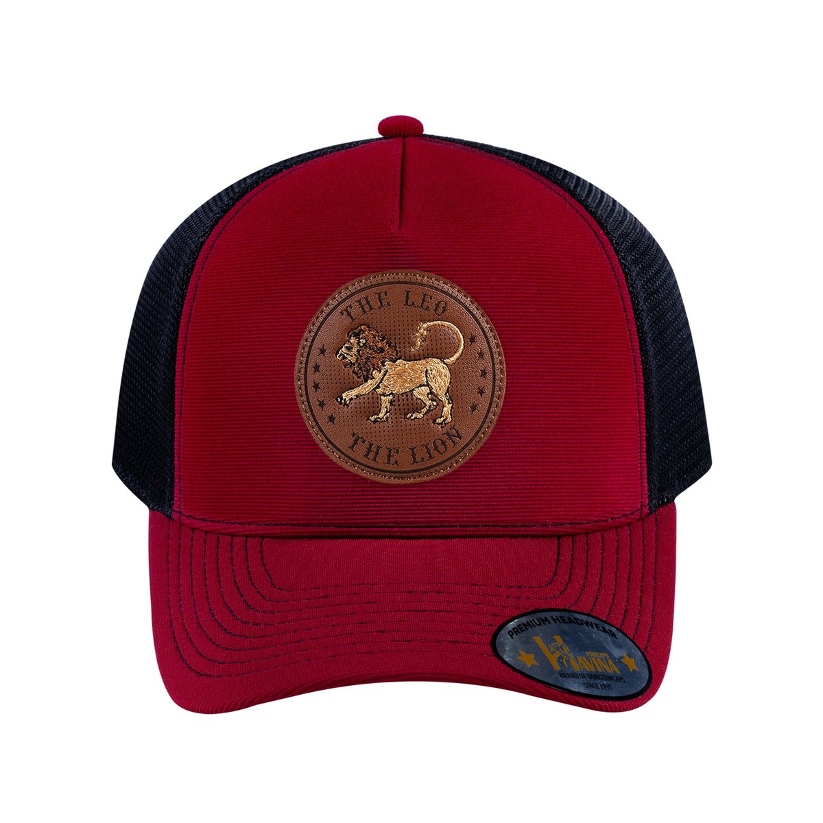 Leo Zodiac V2 5-Panel Trucker Hat with Burgundy front and Black back
