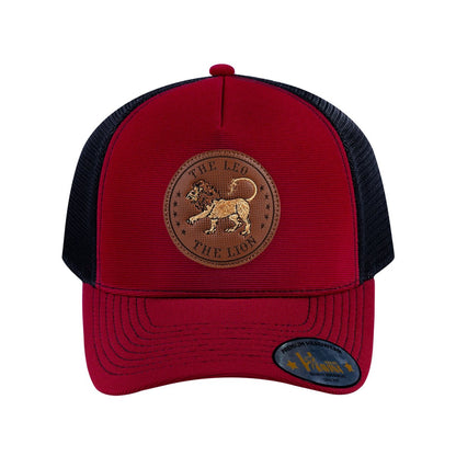 Leo Zodiac V2 5-Panel Trucker Hat with Burgundy front and Black back