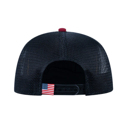 Lynx V2 5-Panel Trucker Hat with Burgundy front and Black back