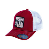 Cow V2 5-Panel Trucker Hat with Burgundy front and White back