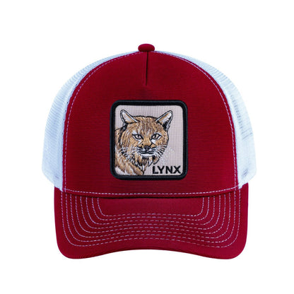 Lynx V2 5-Panel Trucker Hat with Burgundy front and White back
