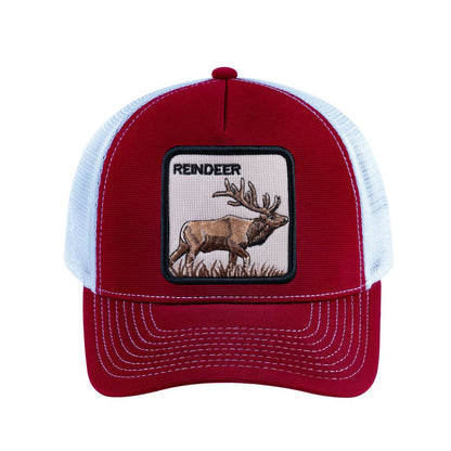 Reindeer V2 5-Panel Trucker Hat with Burgundy front and White back