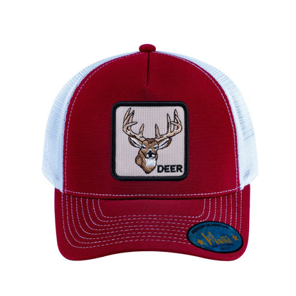 Deer V2 5-Panel Trucker Hat with Burgundy front and White back