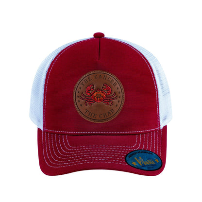 Cancer Zodiac V2 5-Panel Trucker Hat with Burgundy front and White back