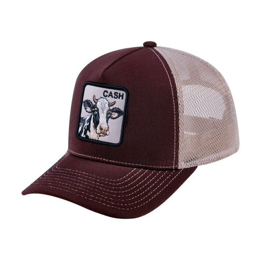 Cow V2 5-Panel Trucker Hat with Dark Brown front and Khaki back