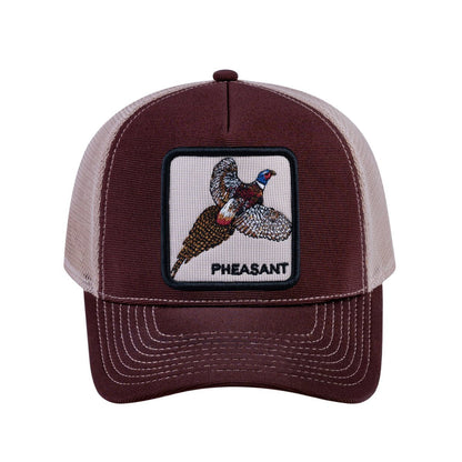 Pheasant V2 5-Panel Trucker Hat with Dark Brown front and Khaki back