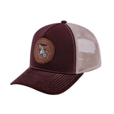 Capricorn Zodiac V2 5-Panel Trucker Hat with Dark Brown front and Khaki back