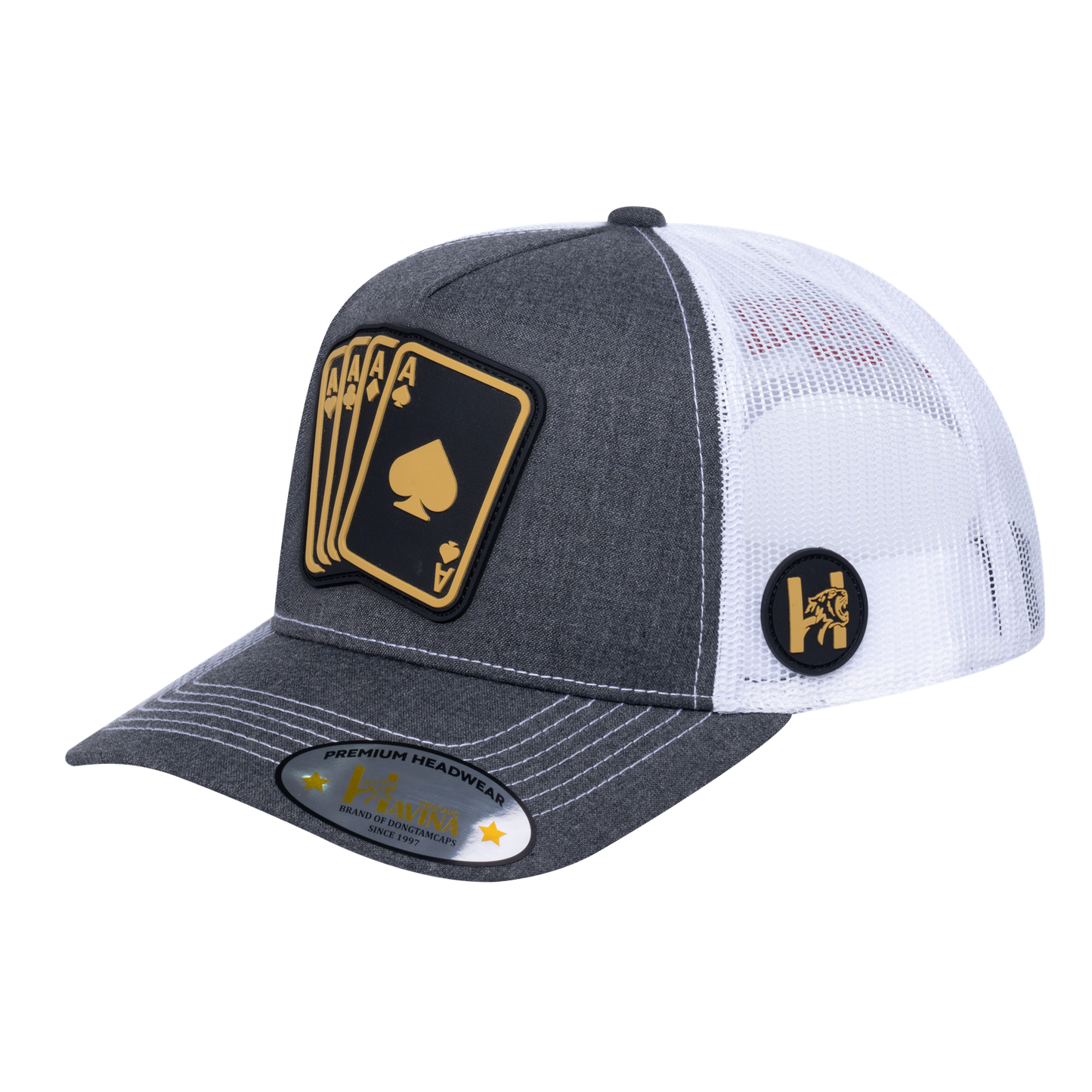 Winner Poker 10JQKA 5-Panel Trucker Hat - Dark Grey Heather front, White back, WINNER1 - T5-DGHT-W-WINNER1