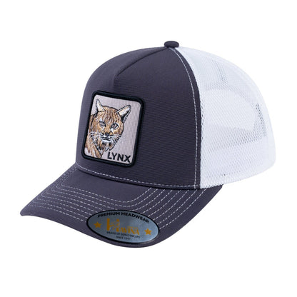 Lynx V2 5-Panel Trucker Hat with Dark Grey front and White back
