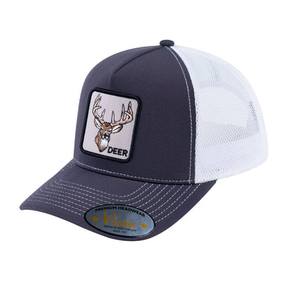 Deer V2 5-Panel Trucker Hat with Dark Grey front and White back