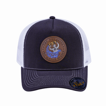 Aquarius Zodiac V2 5-Panel Trucker Hat with Dark Grey front and White back