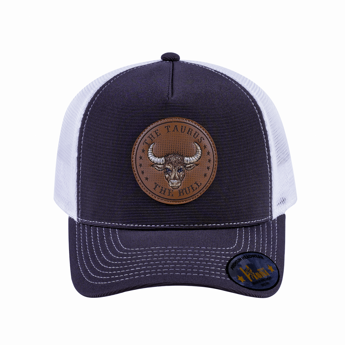 Taurus Zodiac V2 5-Panel Trucker Hat with Dark Grey front and White back