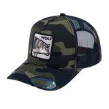Wolf V2 5-Panel Trucker Hat with Green Camo front and Green Camo back