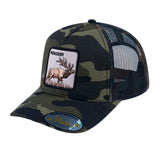 Reindeer V2 5-Panel Trucker Hat with Green Camo front and Green Camo back