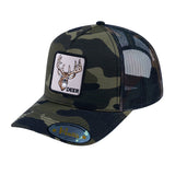 Deer V2 5-Panel Trucker Hat with Green Camo front and Green Camo back