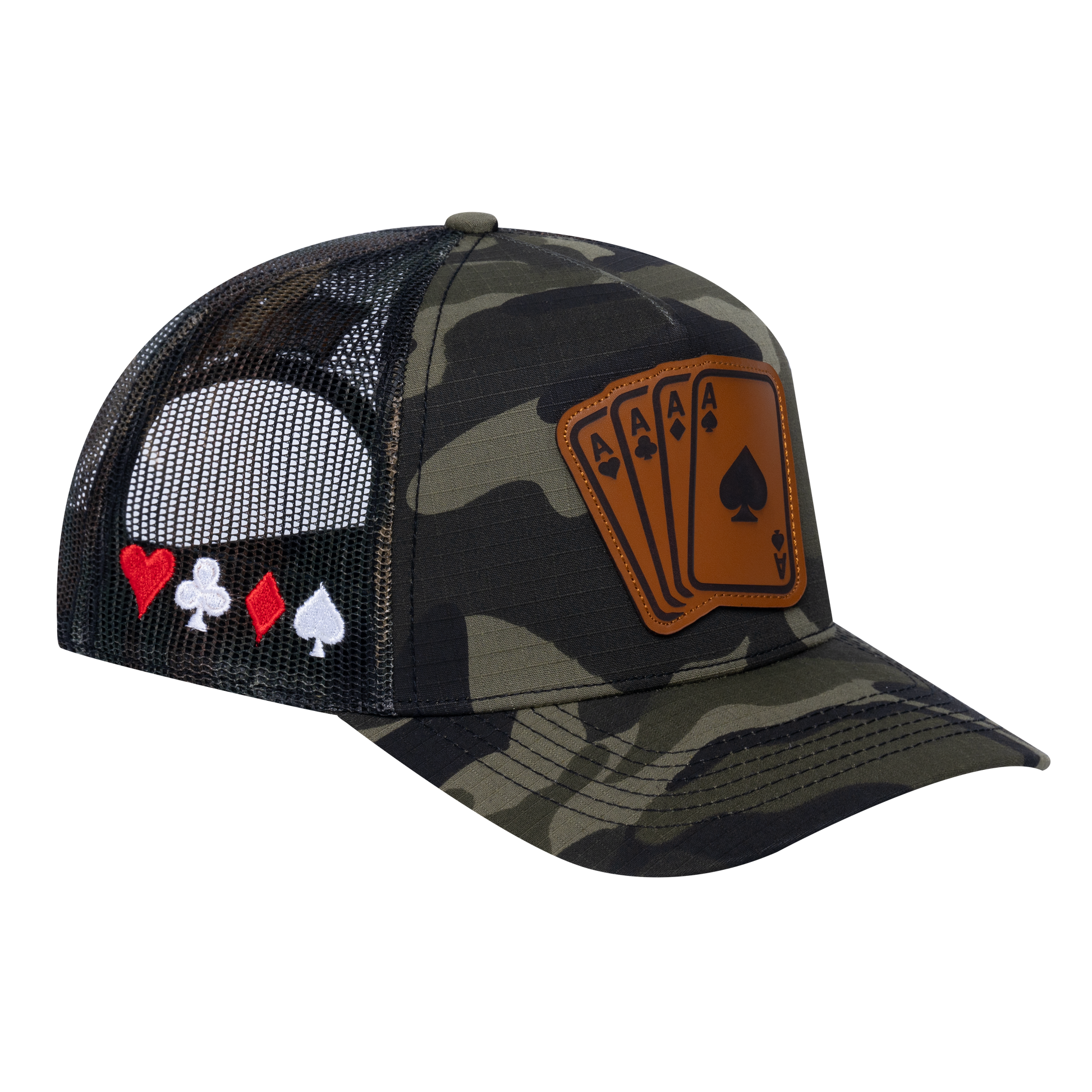 Winner 5-Panel Trucker Hat with Green Camo front and Green Camo back - WINNER2