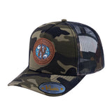 Pisces Zodiac V2 5-Panel Trucker Hat with Green Camo front and Green Camo back