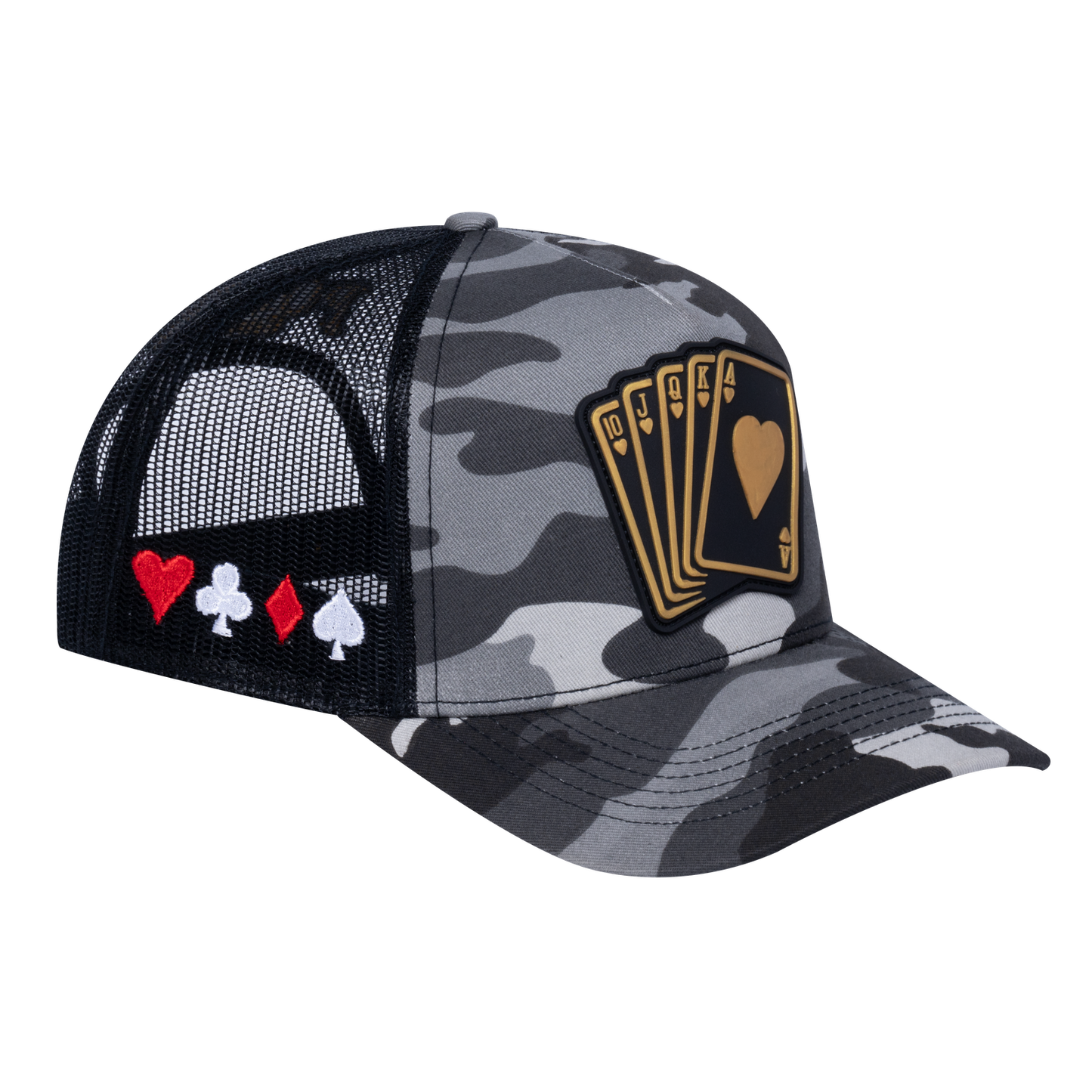 Poker 10JQKA 5-Panel Trucker Hat - T5-GREYCM-B-POKER1 gallery image 1