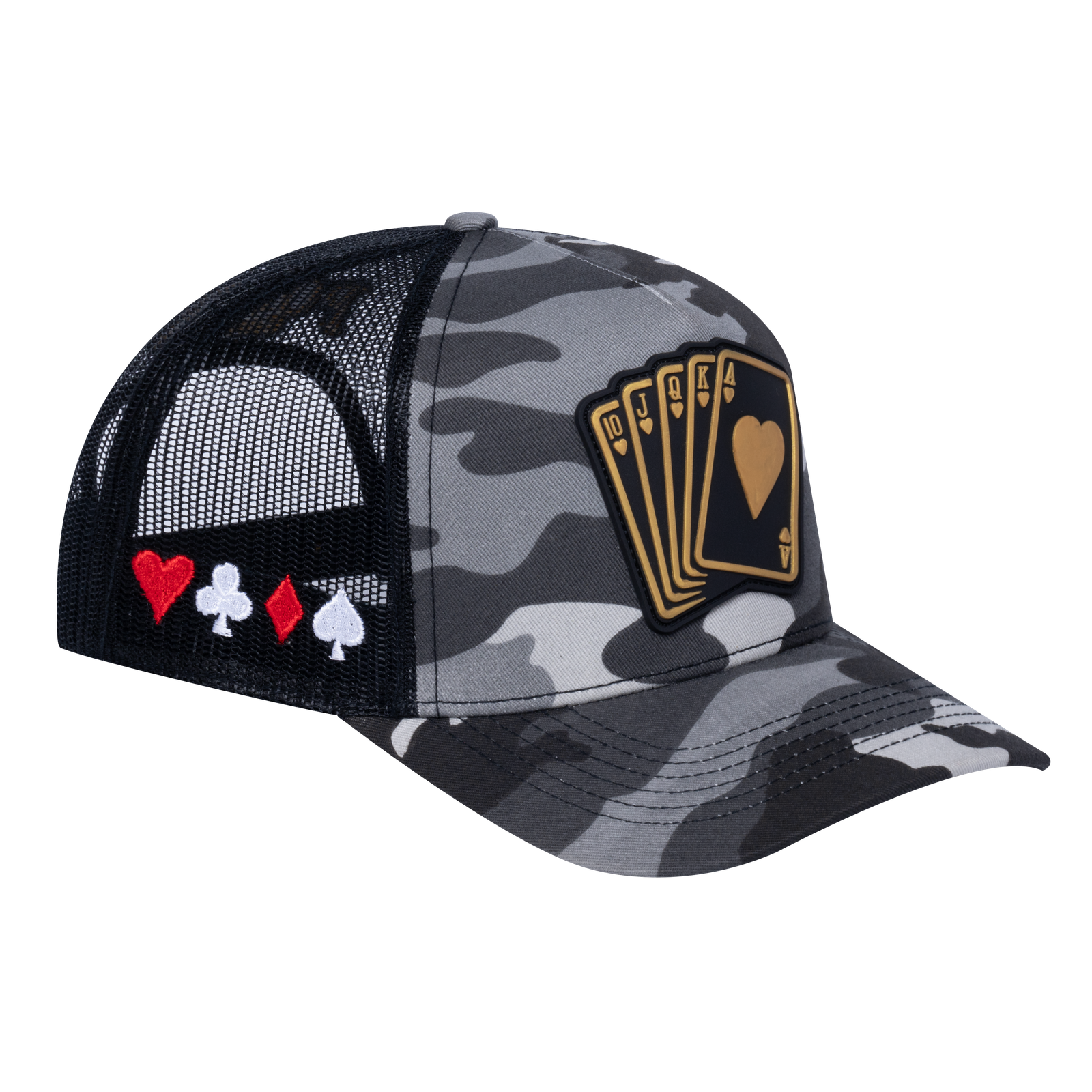 Poker 10JQKA 5-Panel Trucker Hat - T5-GREYCM-B-POKER1 gallery image 1