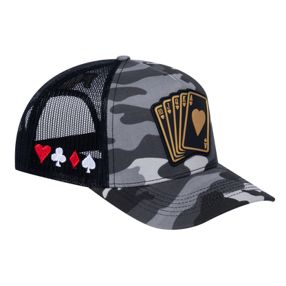 Poker 10JQKA 5-Panel Trucker Hat - T5-GREYCM-B-POKER1 gallery image 1