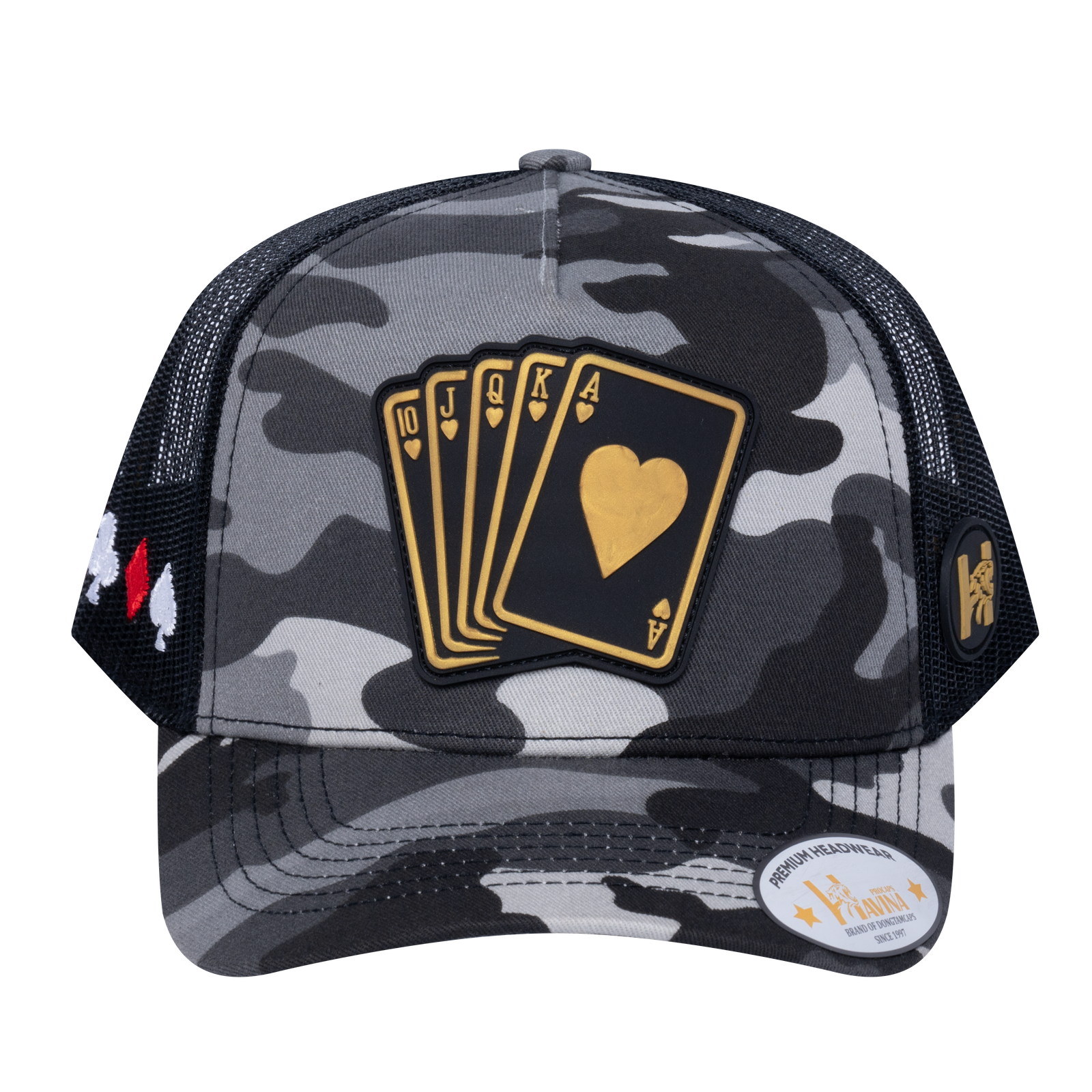 Poker 10JQKA 5-Panel Trucker Hat - T5-GREYCM-B-POKER1 gallery image base